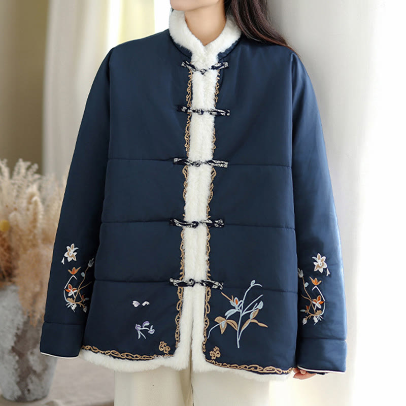 Chaqueta de algodón acolchado grueso de manga larga para mujer Buddha Stones con bolsillos - image 4