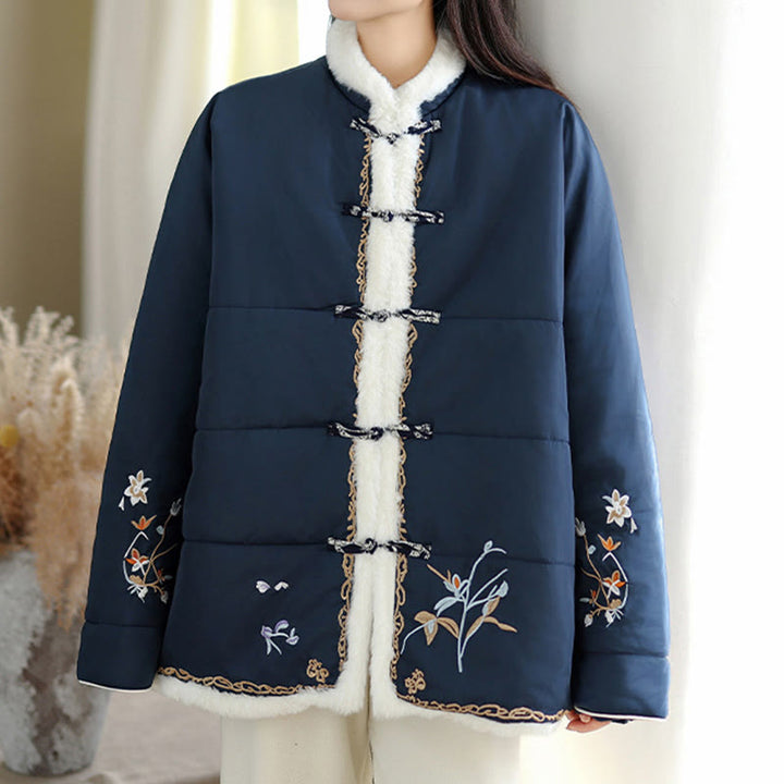 Chaqueta de algodón acolchado grueso de manga larga para mujer Buddha Stones con bolsillos - image 4