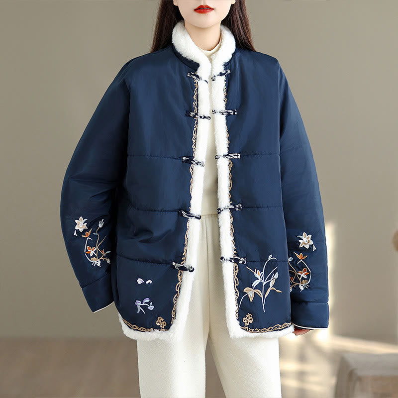 Chaqueta de algodón acolchado grueso de manga larga para mujer Buddha Stones con bolsillos - Azul medianoche - US16，UK/AU20，EU48 (3XL) - image 0