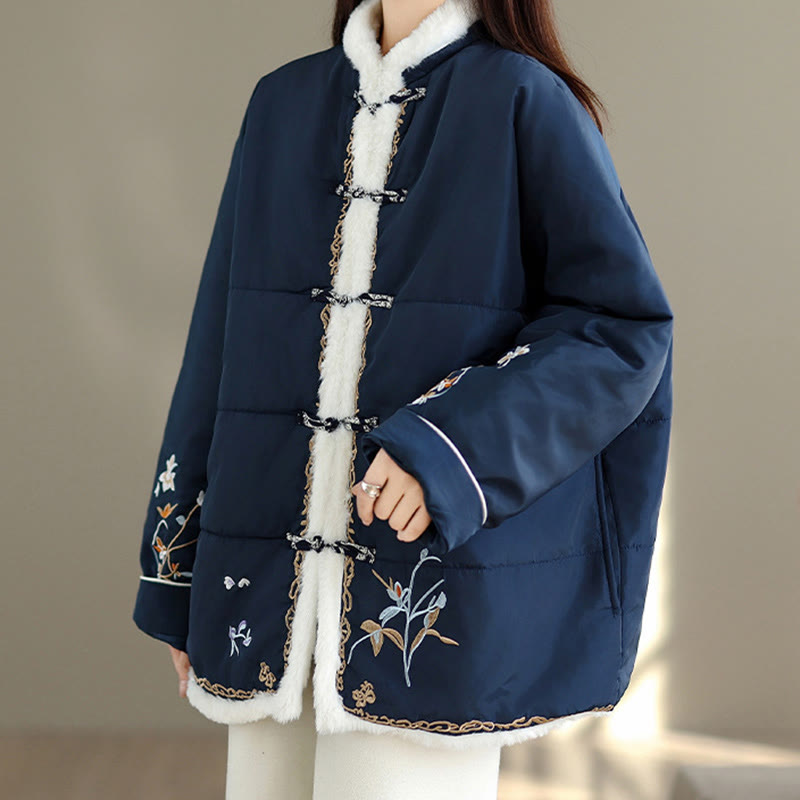 Chaqueta de algodón acolchado grueso de manga larga para mujer Buddha Stones con bolsillos - image 3