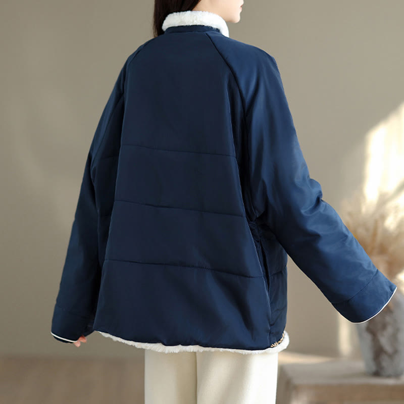 Chaqueta de algodón acolchado grueso de manga larga para mujer Buddha Stones con bolsillos - image 5