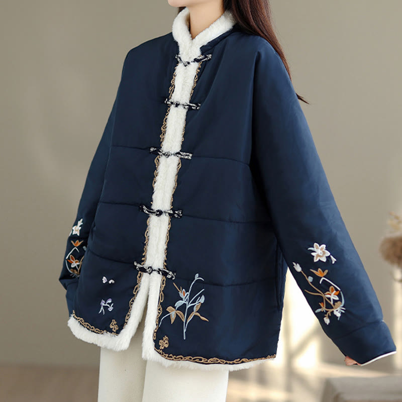 Chaqueta de algodón acolchado grueso de manga larga para mujer Buddha Stones con bolsillos - image 2