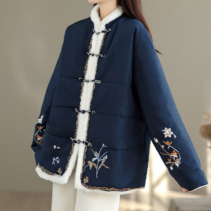 Chaqueta de algodón acolchado grueso de manga larga para mujer Buddha Stones con bolsillos - image 2