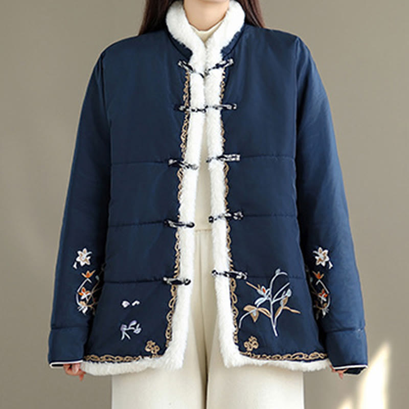 Chaqueta de algodón acolchado grueso de manga larga para mujer Buddha Stones con bolsillos - image 1