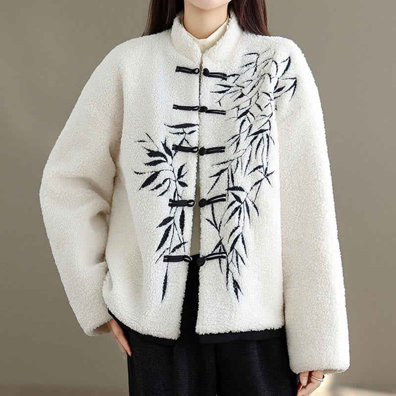 Chaqueta de algodón grueso de manga larga bordada con Buddha Stones para mujer con bolsillos - image 1