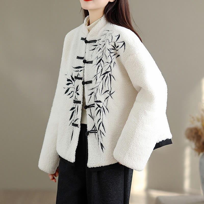 Chaqueta de algodón grueso de manga larga bordada con Buddha Stones para mujer con bolsillos - image 6