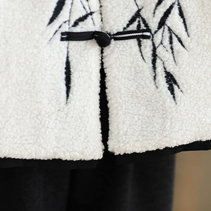 Chaqueta de algodón grueso de manga larga bordada con Buddha Stones para mujer con bolsillos - image 9