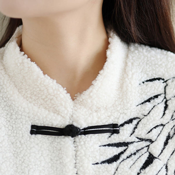 Chaqueta de algodón grueso de manga larga bordada con Buddha Stones para mujer con bolsillos - image 10