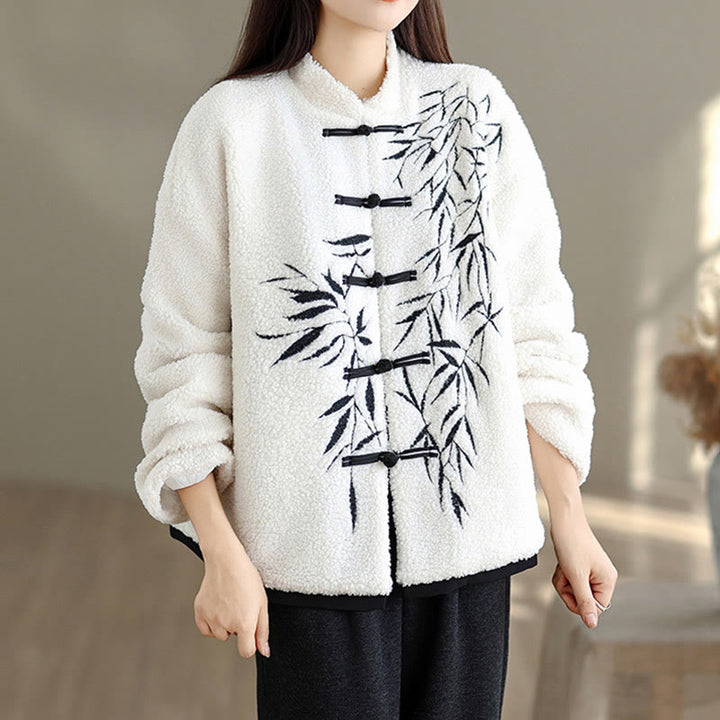 Chaqueta de algodón grueso de manga larga bordada con Buddha Stones para mujer con bolsillos - image 2