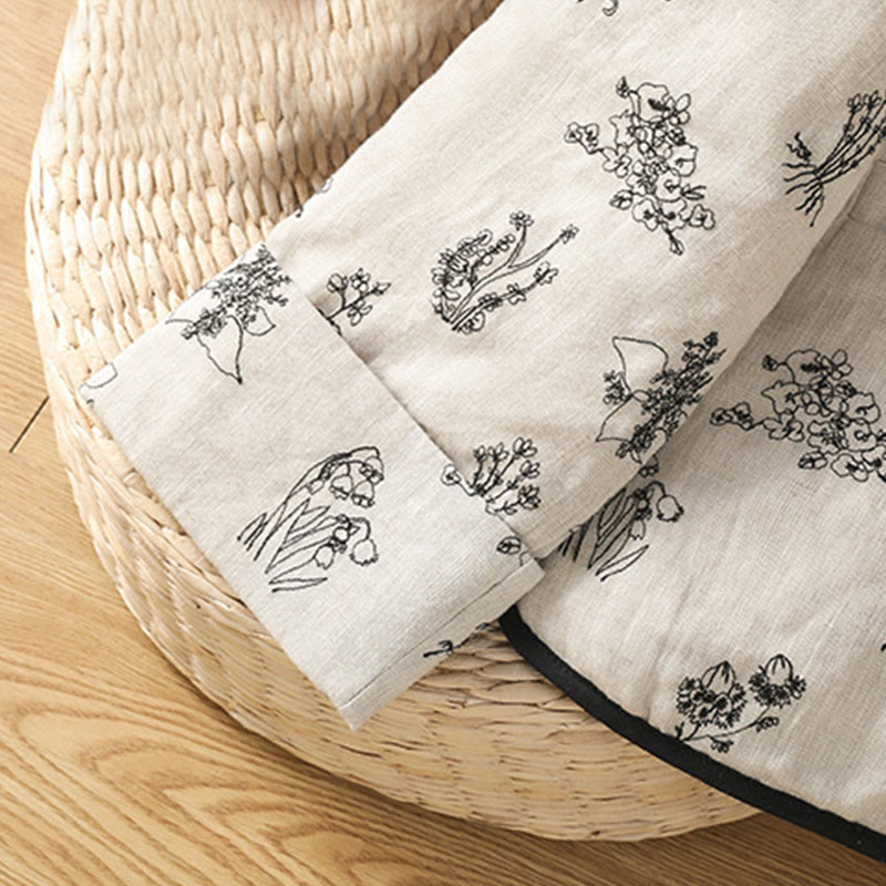 Chaqueta acolchada de manga larga con botones de rana y bolsillos para mujer de Buddha Stones - image 8