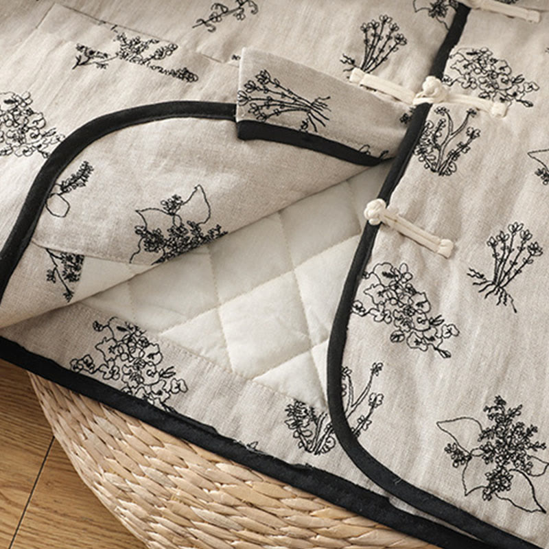 Chaqueta acolchada de manga larga con botones de rana y bolsillos para mujer de Buddha Stones - image 6