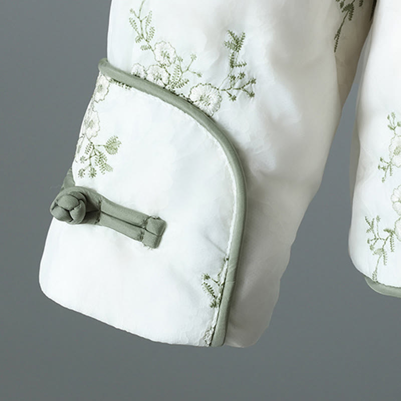 Chaqueta gruesa de manga larga con botones de rana y bordado de Buddha Stones para mujer, con bolsillos - image 9