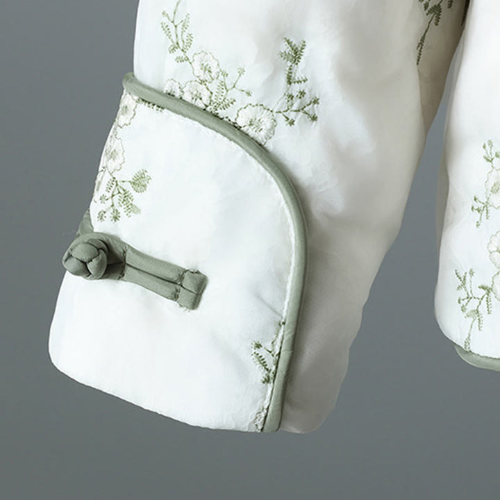 Chaqueta gruesa de manga larga con botones de rana y bordado de Buddha Stones para mujer, con bolsillos - image 9