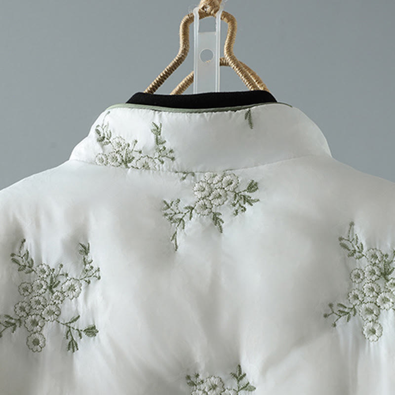 Chaqueta gruesa de manga larga con botones de rana y bordado de Buddha Stones para mujer, con bolsillos - image 8