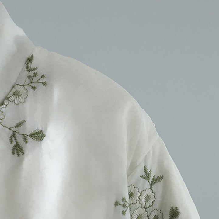 Chaqueta gruesa de manga larga con botones de rana y bordado de Buddha Stones para mujer, con bolsillos - image 11