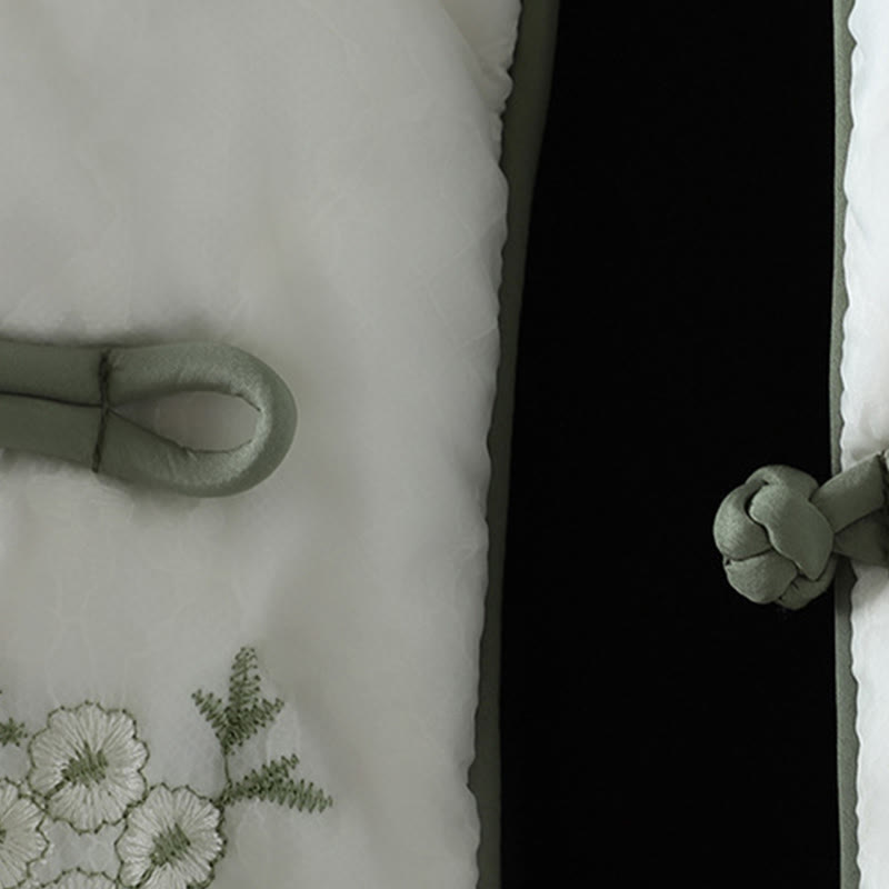 Chaqueta gruesa de manga larga con botones de rana y bordado de Buddha Stones para mujer, con bolsillos - image 5