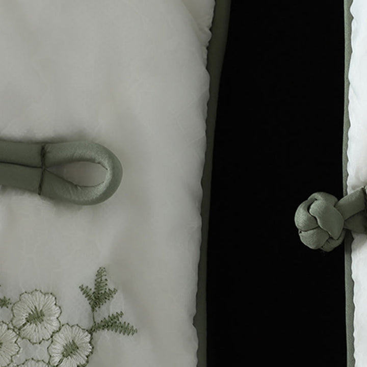 Chaqueta gruesa de manga larga con botones de rana y bordado de Buddha Stones para mujer, con bolsillos - image 5