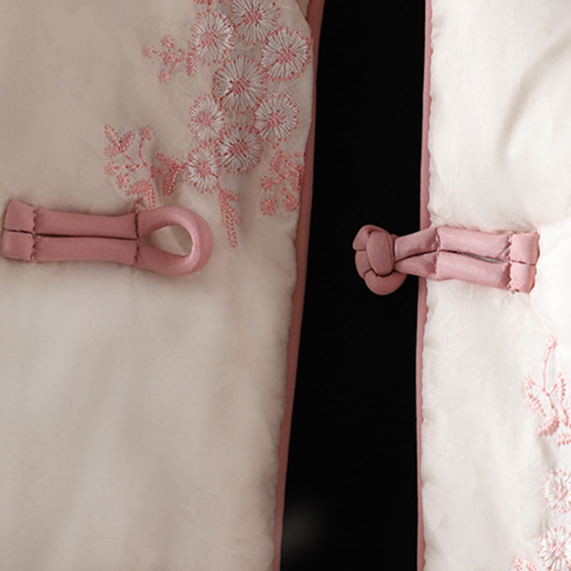 Chaqueta gruesa de algodón de manga larga con botones de rana y bordado de Buddha Stones para mujer, con bolsillos - image 19