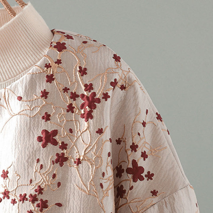 Chaqueta de algodón grueso de manga larga con botones jacquard y bolsillos para mujer de Buddha Stones - image 5