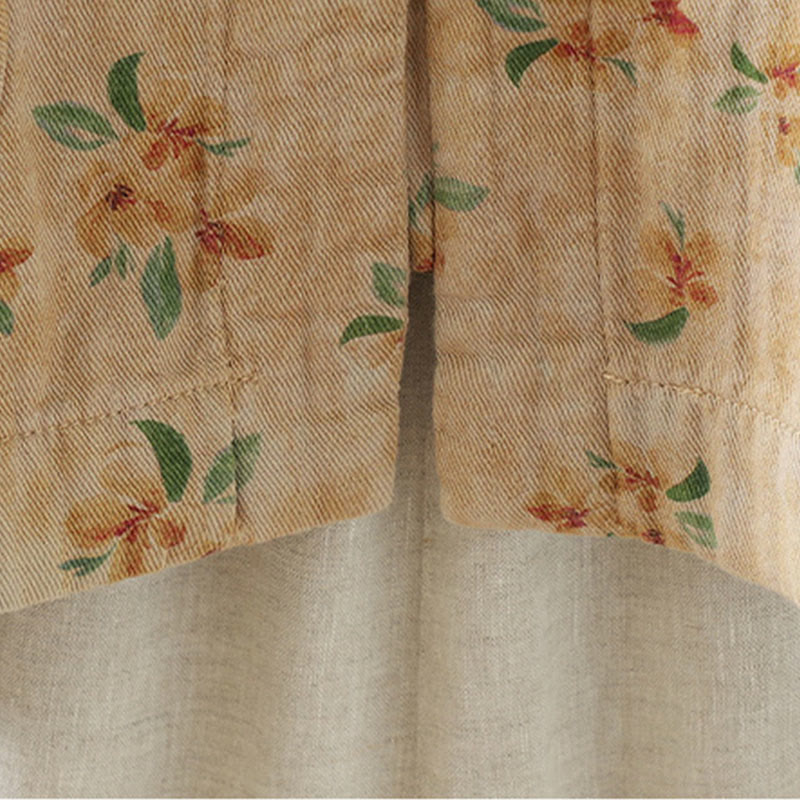 Chaqueta de poliéster de manga larga con botones de rana y bolsillos para mujer con estampado floral de Buddha Stones - image 3