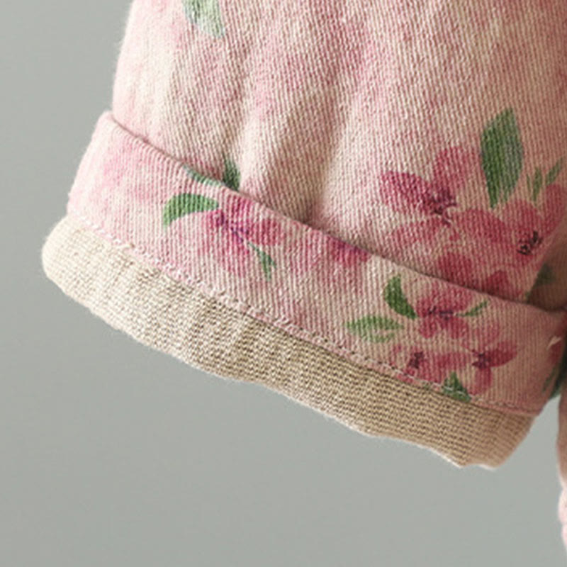 Chaqueta de poliéster de manga larga con botones de rana y bolsillos para mujer con estampado floral de Buddha Stones - image 15