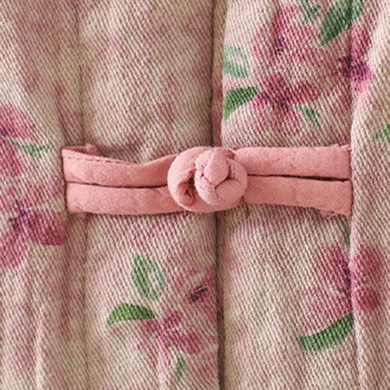 Chaqueta de poliéster de manga larga con botones de rana y bolsillos para mujer con estampado floral de Buddha Stones - image 14