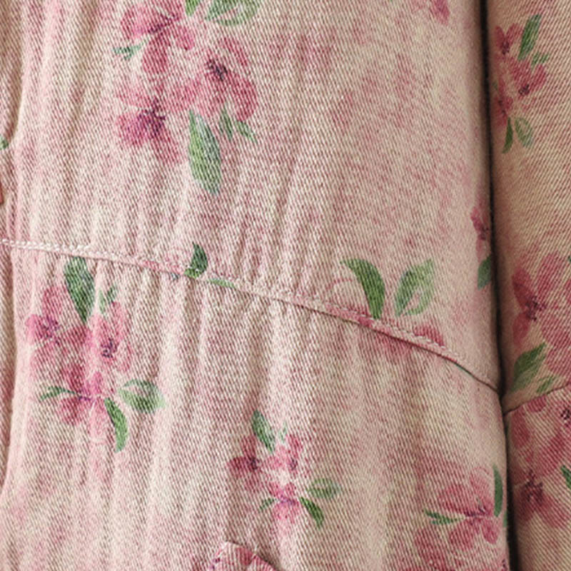 Chaqueta de poliéster de manga larga con botones de rana y bolsillos para mujer con estampado floral de Buddha Stones - image 12