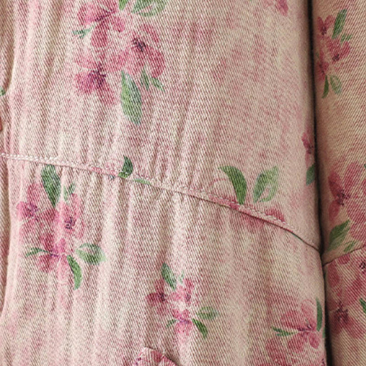 Chaqueta de poliéster de manga larga con botones de rana y bolsillos para mujer con estampado floral de Buddha Stones - image 12