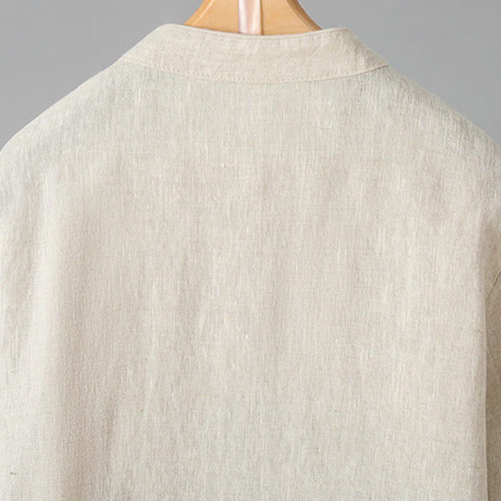 Camisa informal de algodón con cuello alto y manga larga bordada para mujer con Buddha Stones - image 5