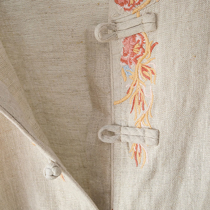 Camisa informal de algodón con cuello alto y manga larga bordada para mujer con Buddha Stones - image 9
