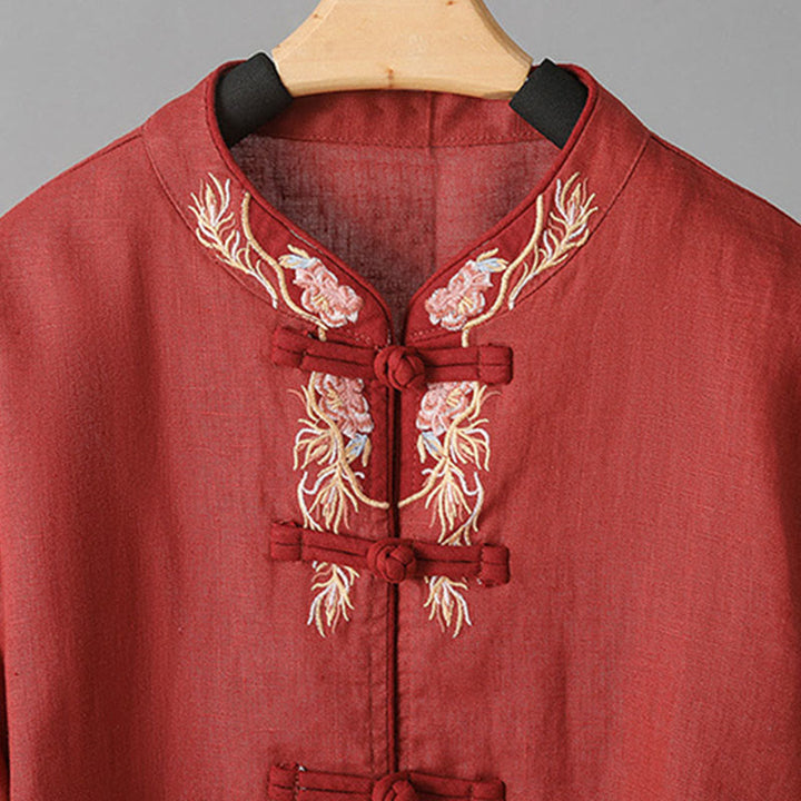 Camisa informal de algodón con cuello alto y manga larga bordada para mujer con Buddha Stones - image 18