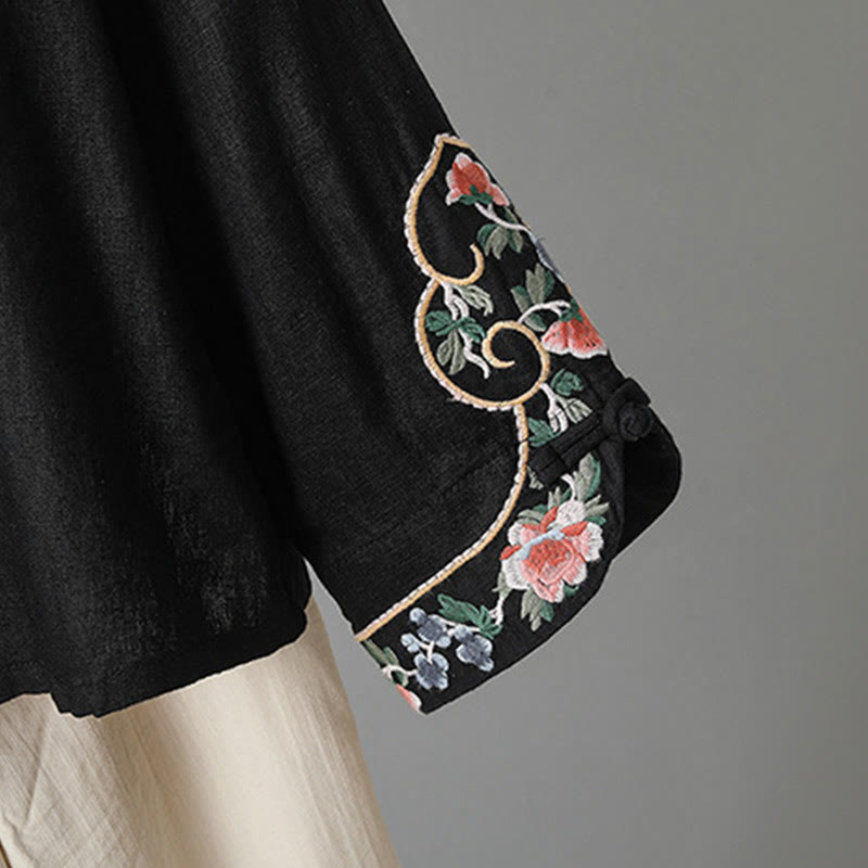 Camisa informal de algodón con cuello alto y manga larga bordada para mujer con Buddha Stones - image 21