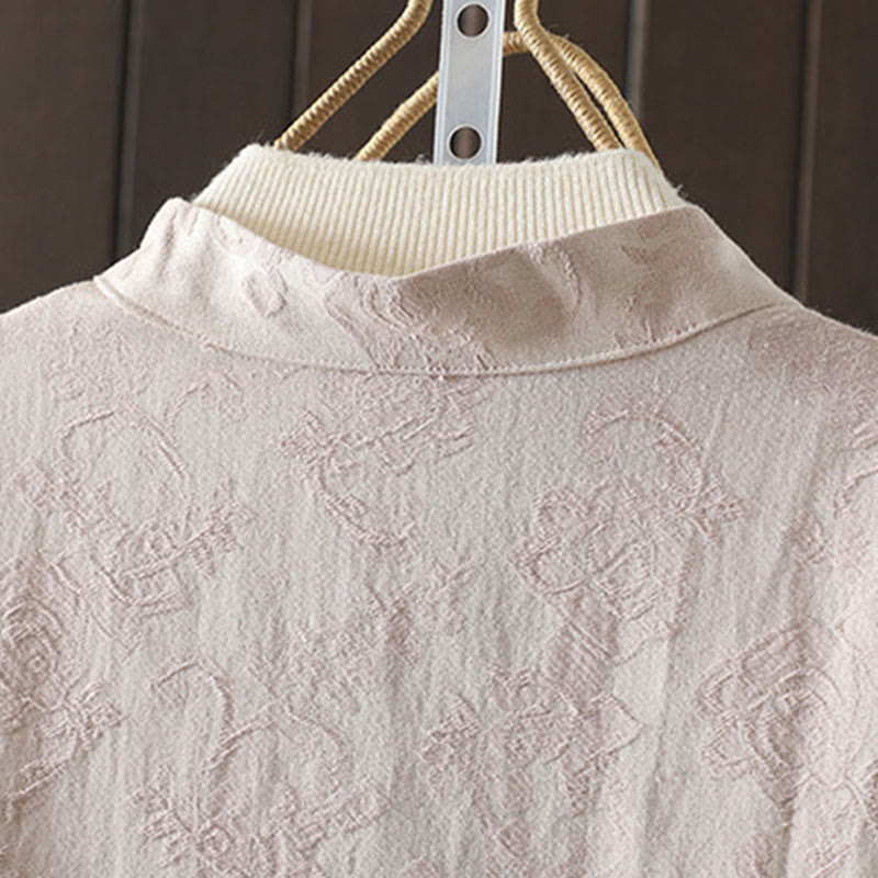 Camisa informal de algodón con cuello alto y manga larga con estampado floral de Buddha Stones para mujer - image 3