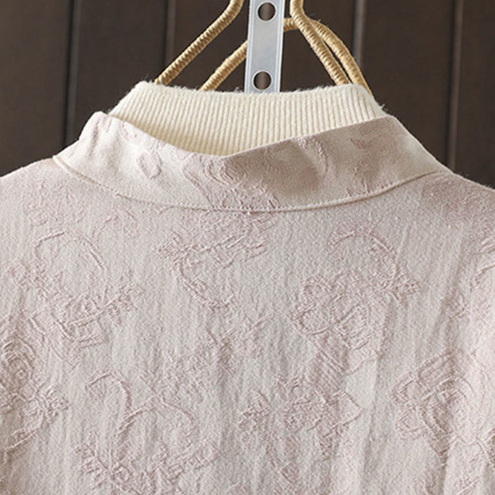Camisa informal de algodón con cuello alto y manga larga con estampado floral de Buddha Stones para mujer - image 3