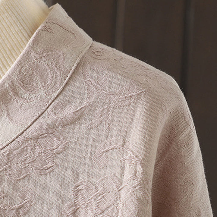 Camisa informal de algodón con cuello alto y manga larga con estampado floral de Buddha Stones para mujer - image 6