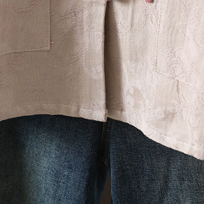 Camisa informal de algodón con cuello alto y manga larga con estampado floral de Buddha Stones para mujer - image 7