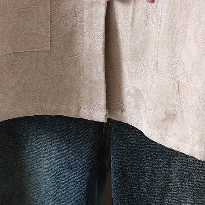 Camisa informal de algodón con cuello alto y manga larga con estampado floral de Buddha Stones para mujer - image 7
