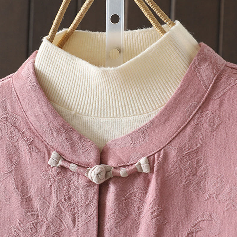 Camisa informal de algodón con cuello alto y manga larga con estampado floral de Buddha Stones para mujer - image 11