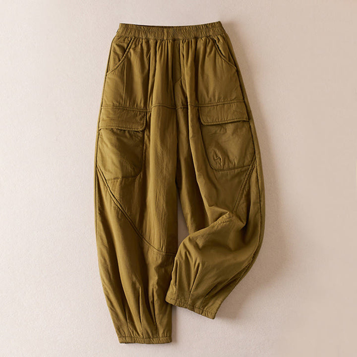 Pantalones harem gruesos para mujer con bolsillos, estampado Buddha Stones. - Vara de oro oscura - US8-10，UK/AU12-14，EU40-42 (2XL) - image 1