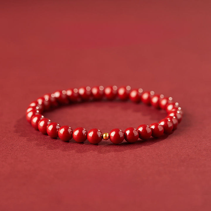 Pulsera de bendición con cuentas de cinabrio de plata de ley 925 y Buddha Stones - Cinabrio imperial de 6 mm y plata de ley 925 de 4 mm - image 7