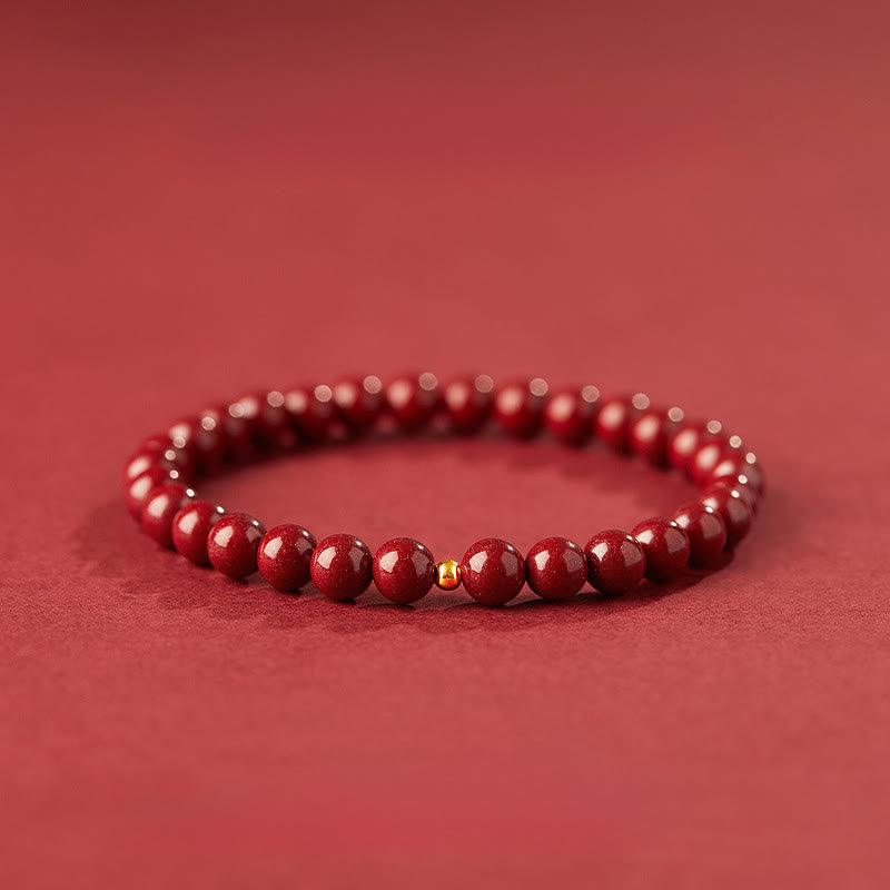 Pulsera de bendición con cuentas de cinabrio de plata de ley 925 y Buddha Stones - Cinabrio de 6 mm y plata de ley 925 de 4 mm - image 0