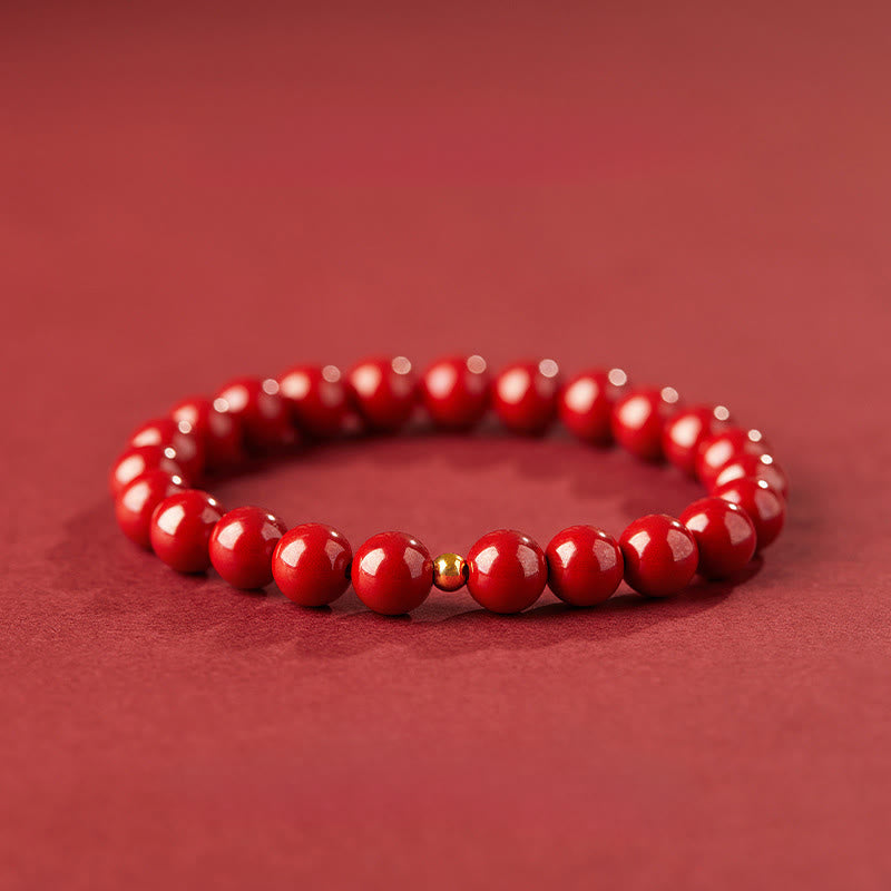 Pulsera de bendición con cuentas de cinabrio de plata de ley 925 y Buddha Stones - Cinabrio imperial de 8 mm y plata de ley 925 de 5 mm - image 9