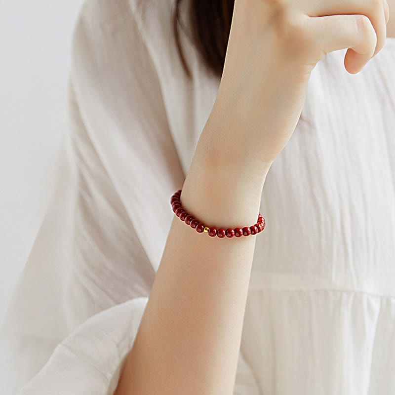 Pulsera de bendición con cuentas de cinabrio de plata de ley 925 y Buddha Stones - image 3