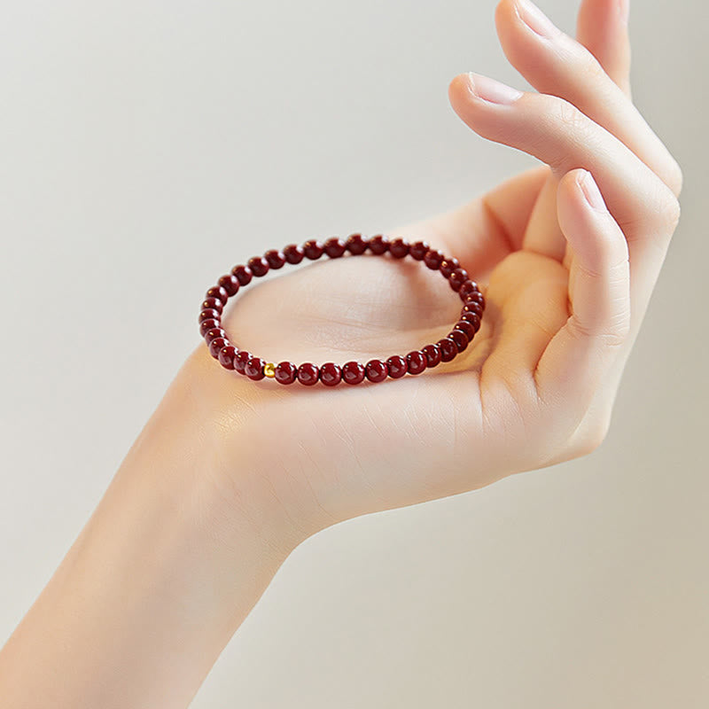 Pulsera de bendición con cuentas de cinabrio de plata de ley 925 y Buddha Stones - image 1