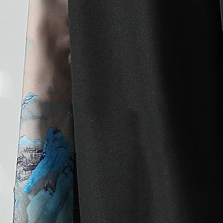 Buddha Stones Pantalones anchos para hombre con bolsillos y estampado de montañas y ríos - image 10
