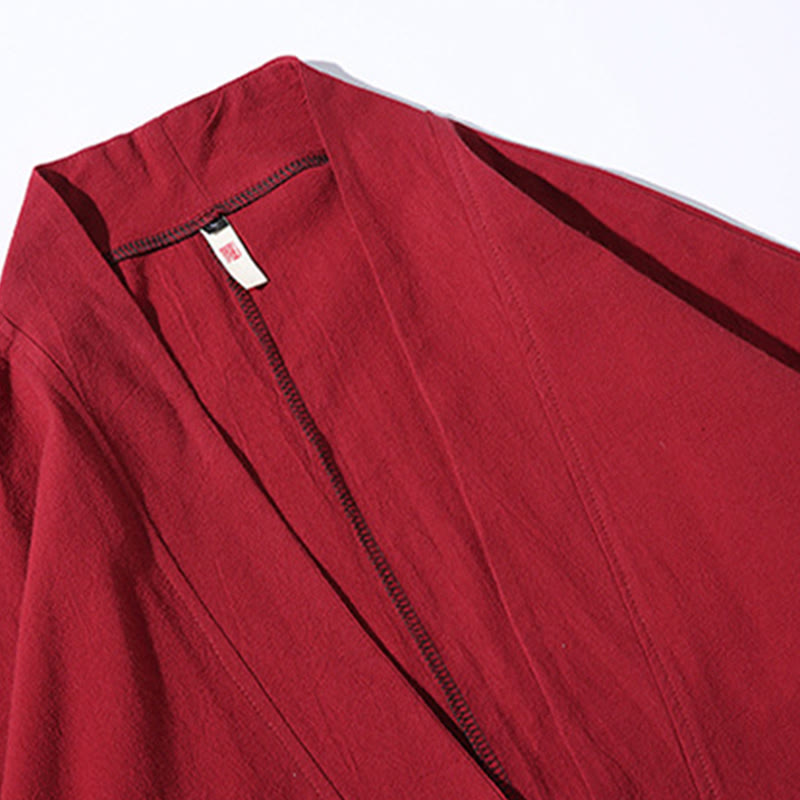 Kimono para hombre con mangas tres cuartos, bordado de grulla blanca y nubes auspiciosas con Buddha Stones - image 6