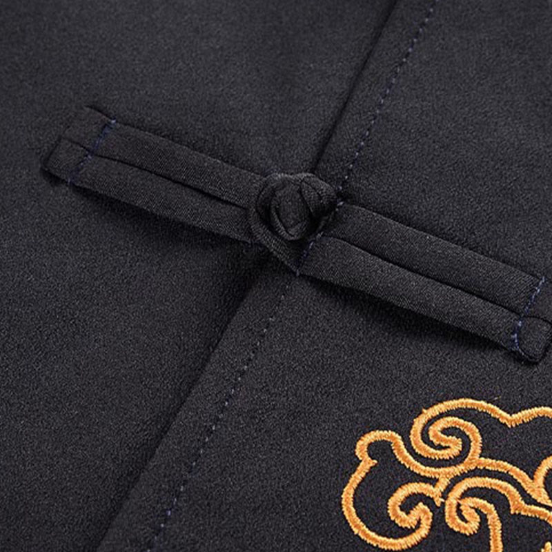 Chaqueta de manga larga para hombre con diseño de rana dragón y botones bordados con Buddha Stones - image 6