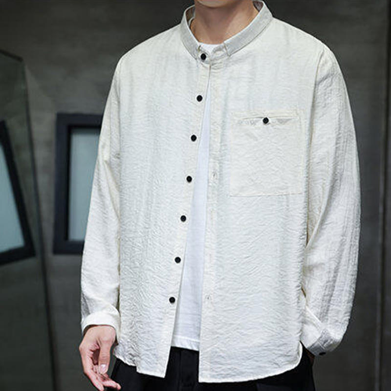 Camisa de manga larga con botones de color liso para hombre con estampado de Buddha Stones Spring - image 9