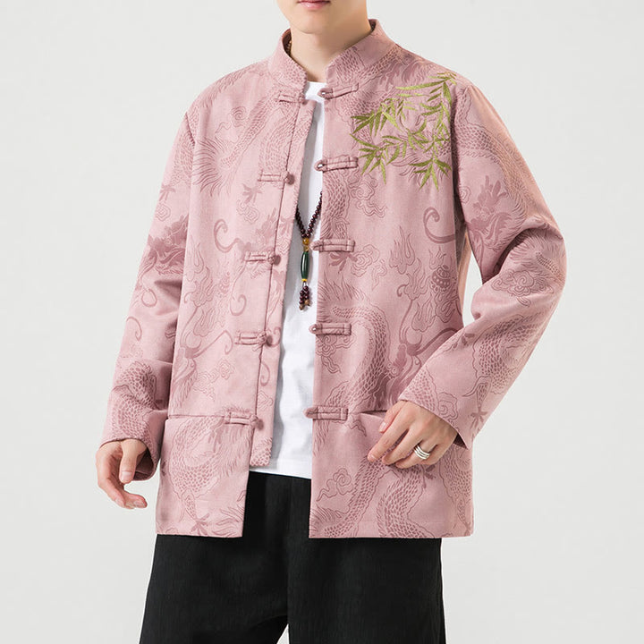 Chaqueta de manga larga para hombre con diseño de rana dragón de bambú y Buddha Stones - Rosa claro - US/UK/AU46, EU56 (5XL) - image 33