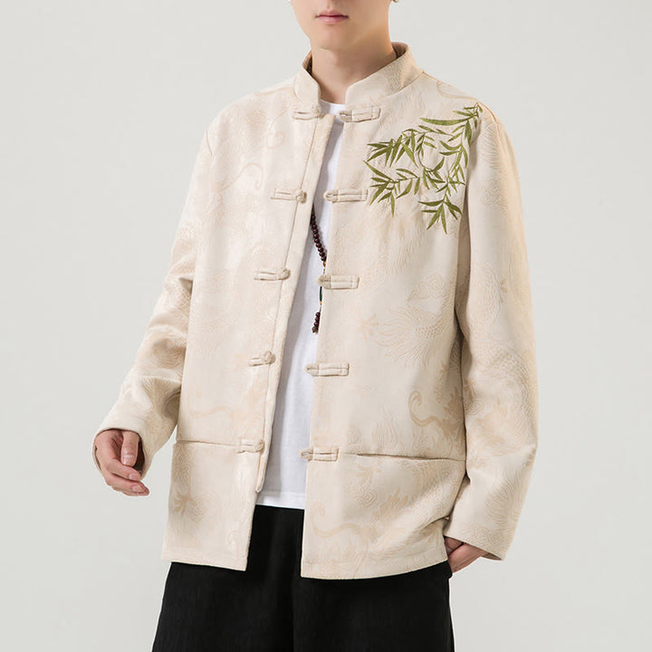 Chaqueta de manga larga para hombre con diseño de rana dragón de bambú y Buddha Stones - Barba de maíz - US/UK/AU46, EU56 (5XL) - image 24